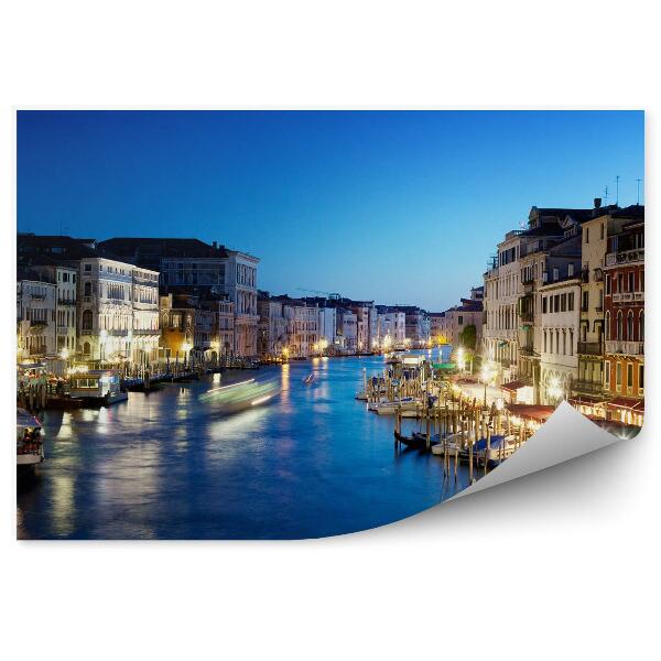 Papier peint Canal Grande Venise Bâtiments Bateaux de lumière