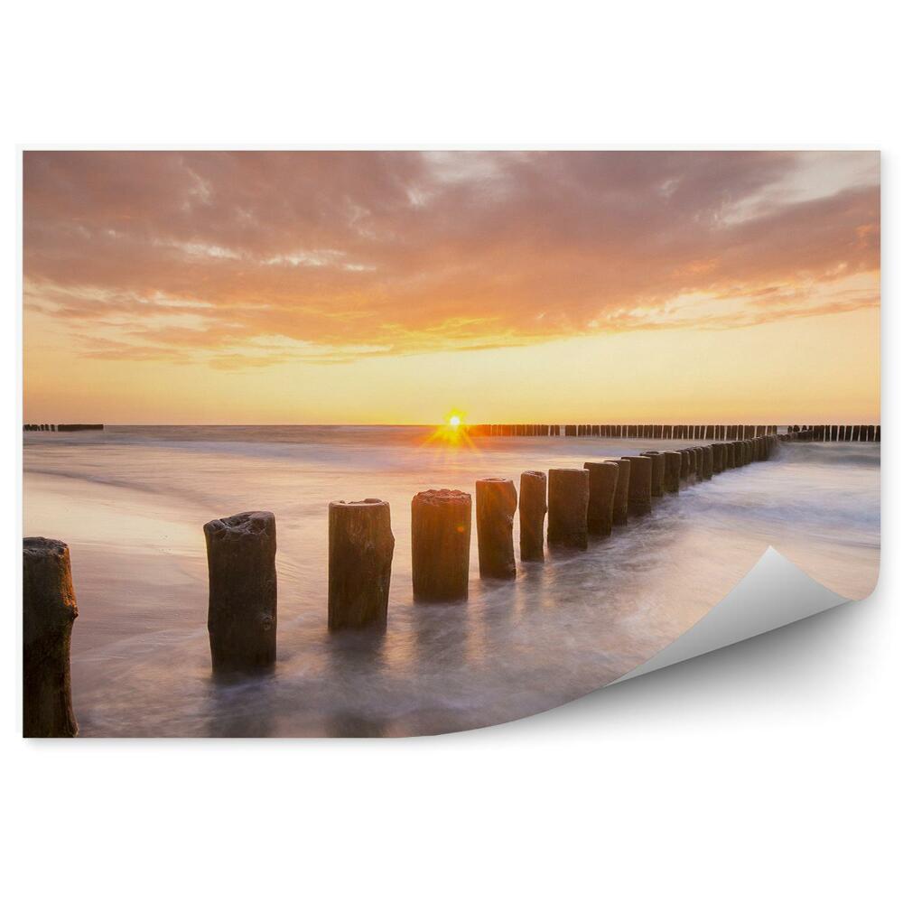 Papier peint Plage Vagues Mer Lever de soleil