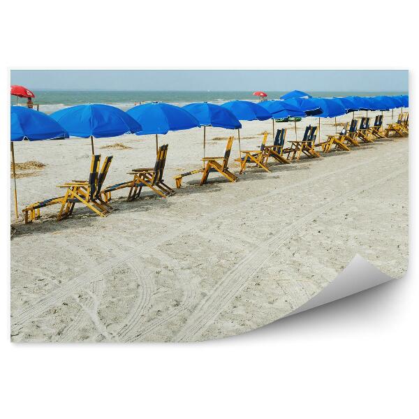 Papier peint Plage Sable Chaises longues Tourisme