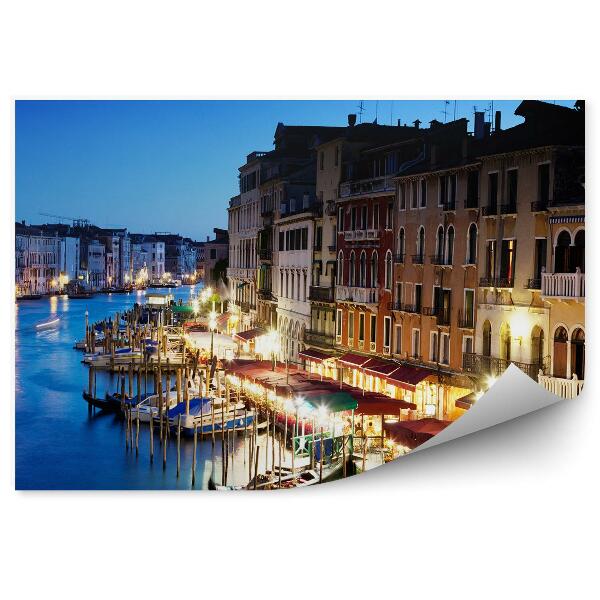 Papier peint Canal Grande Venise Bâtiments Bateaux de lumière Italie