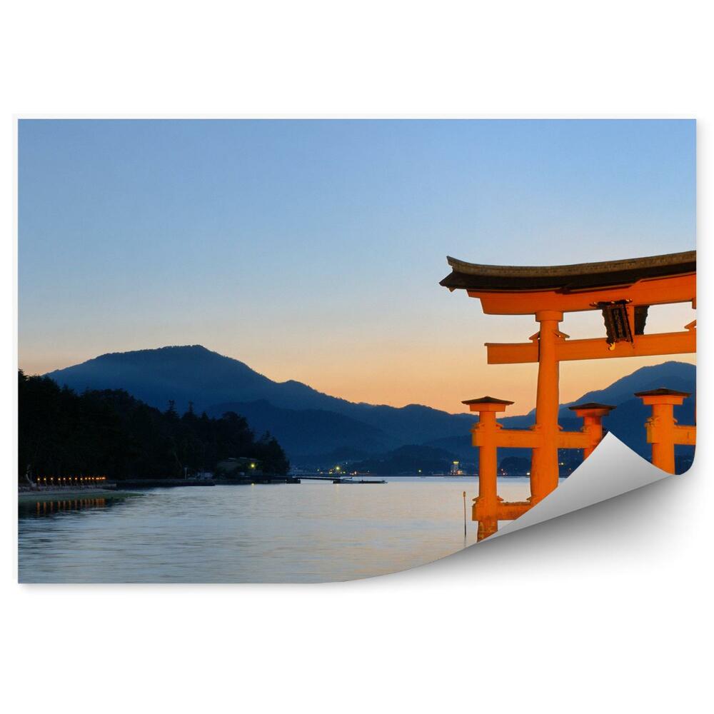 Papier peint Porte de Miyajima eau montagne île Japon