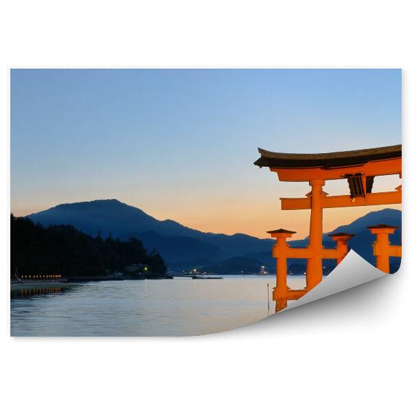 Papier peint Porte de Miyajima eau montagne île Japon