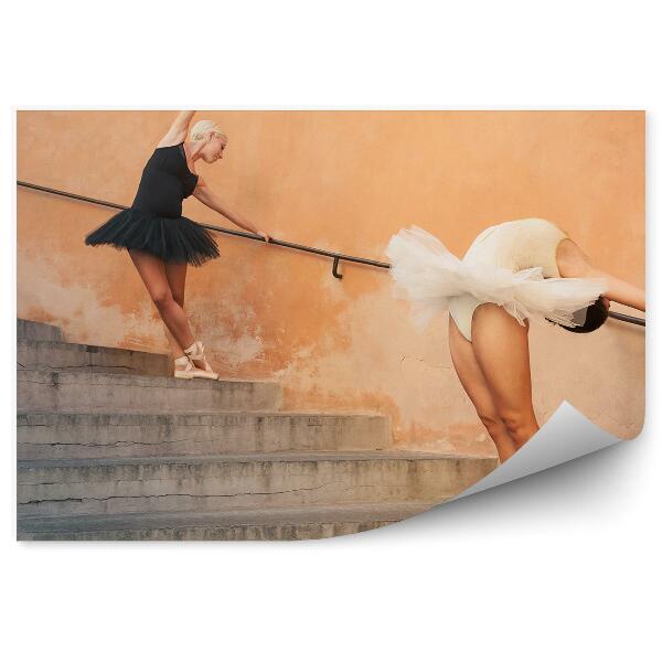 Papier peint danseuse ballerine femme escalier ville