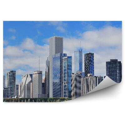 Papier peint Gratte-ciel Arbres Océan Yachts Ciel Nuages