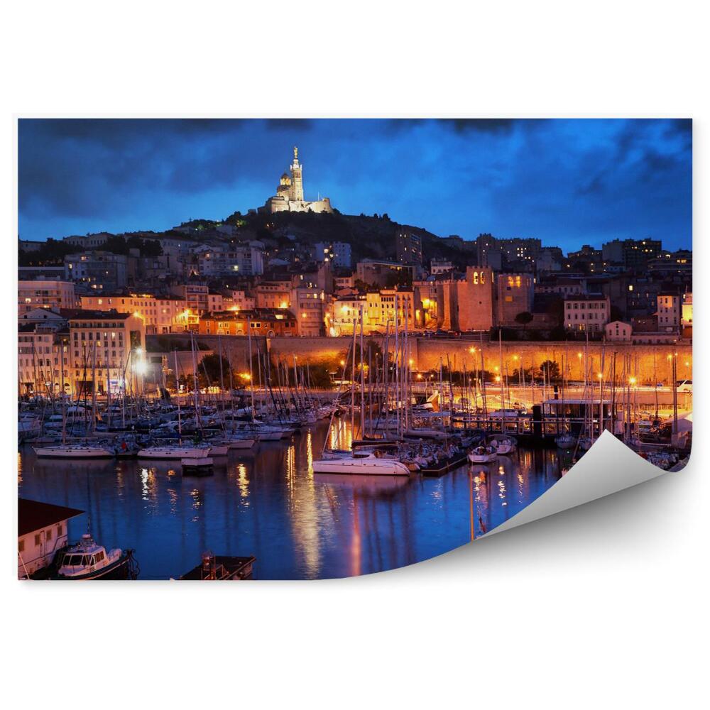 Papier peint Marseille, France Panorama Au Port De Nuit