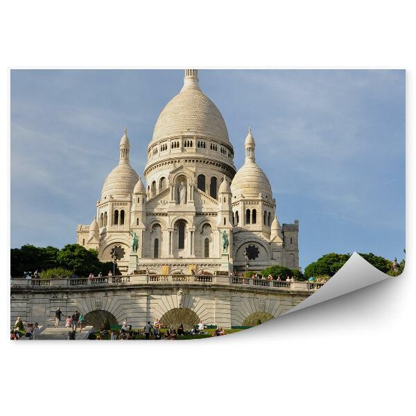 Papier peint Basilique du Sacré-Cœur Paris Personnes Escaliers Arbres Ciel