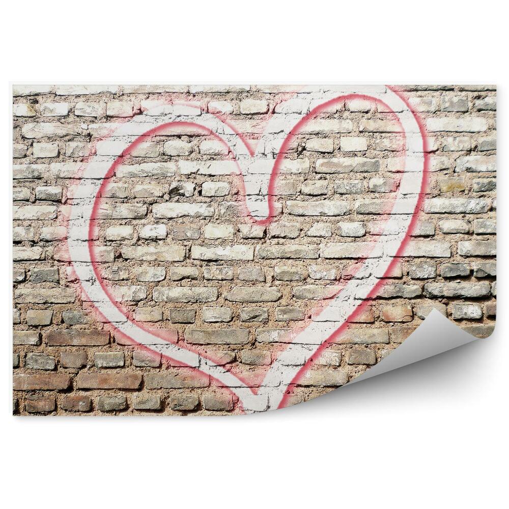 Papier peint Cœur en forme d'amour graffiti mur de briques