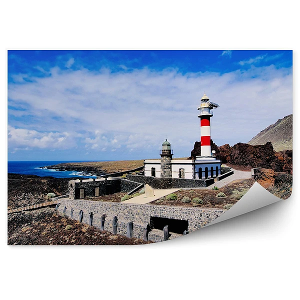 Papier peint Phare Péninsule Teno Montagnes Océan Ciel Nuages Tenerife