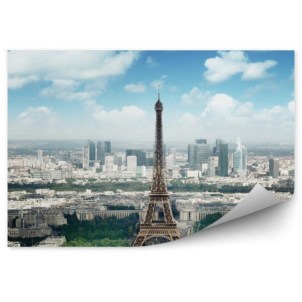 Papier peint Tour Eiffel Vue à vol d'oiseau Ciel Nuages Paris