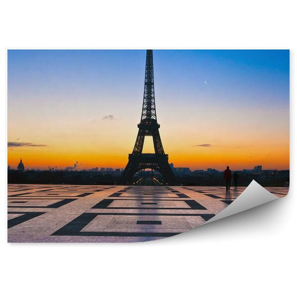 Papier peint Vue romantique de la tour eiffel au lever du soleil