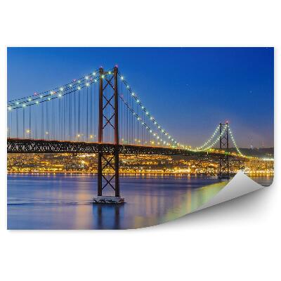 Papier peint Pont de lumière Gratte-ciel Océan Ciel Lisbonne