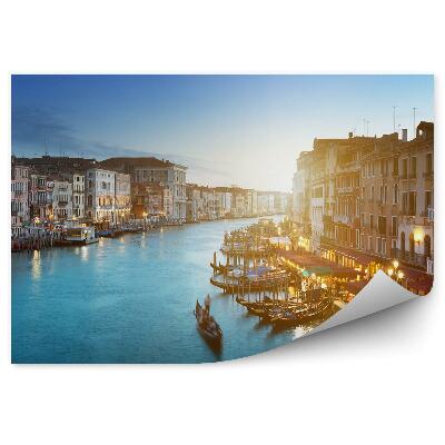 Papier peint Voir Canal Grande Venise Bâtiments Bateaux de lumière Gondoles