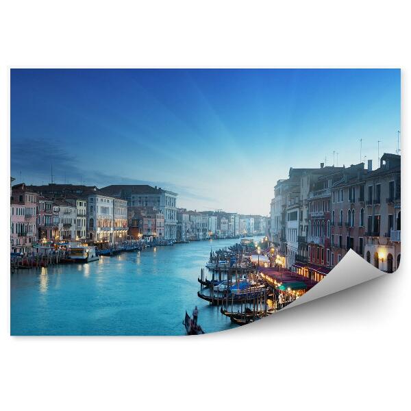 Papier peint Vue Canal Grande Venise Bâtiments Bateaux de lumière Gondoles Radii