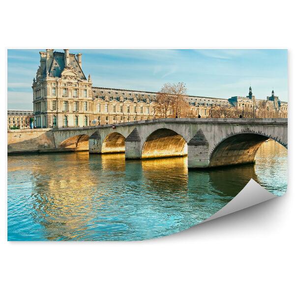 Papier peint Musée du Louvre Pont de la Seine Paris France