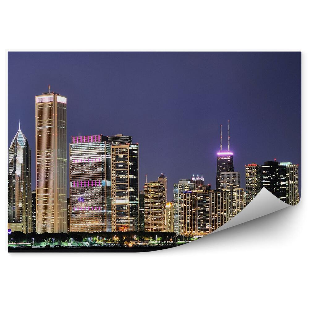 Papier peint Chicago Gratte-Ciel Bâtiments Lumières Nuit