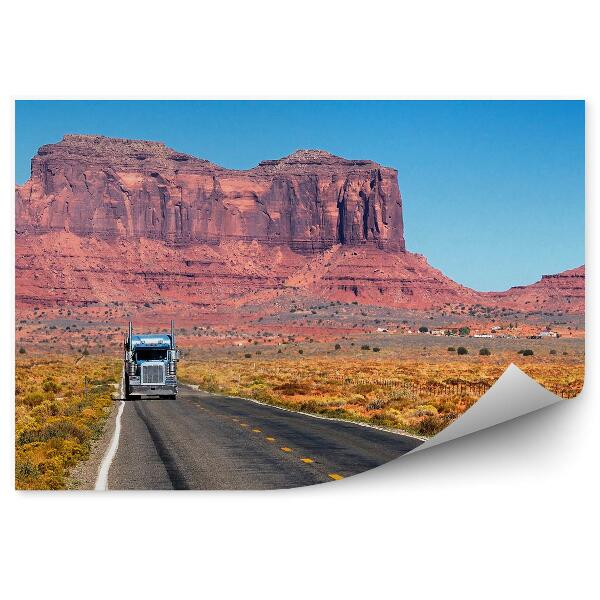 Papier peint Route Arizona rochers herbe camion