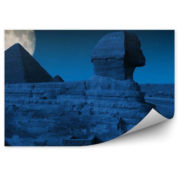 Papier peint Sphinx Pyramide Lune Nuit