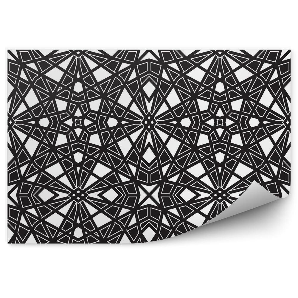 Tapisserie panoramique Motif géométrique répétitif noir et blanc