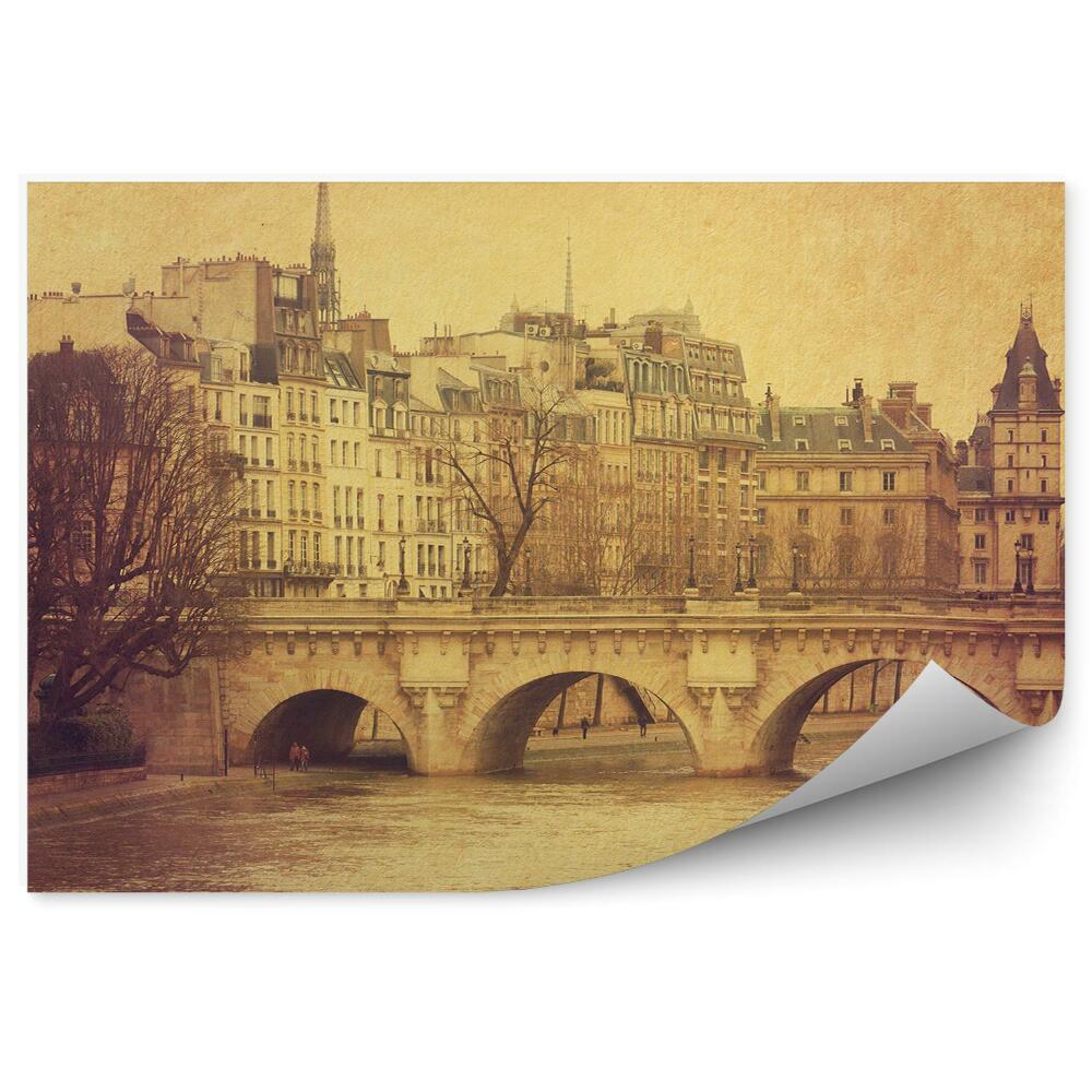 Papier peint Vue de Paris France Seine Retro