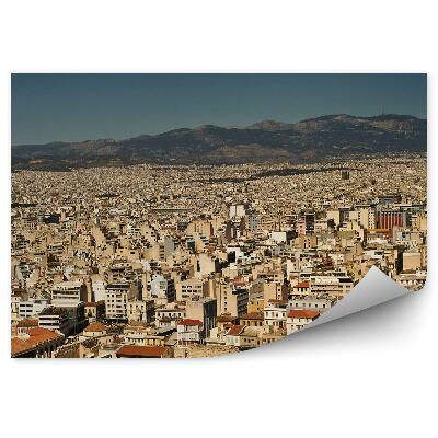 Papier peint Panorama de la ville d'Athènes Grèce Bâtiments Montagnes