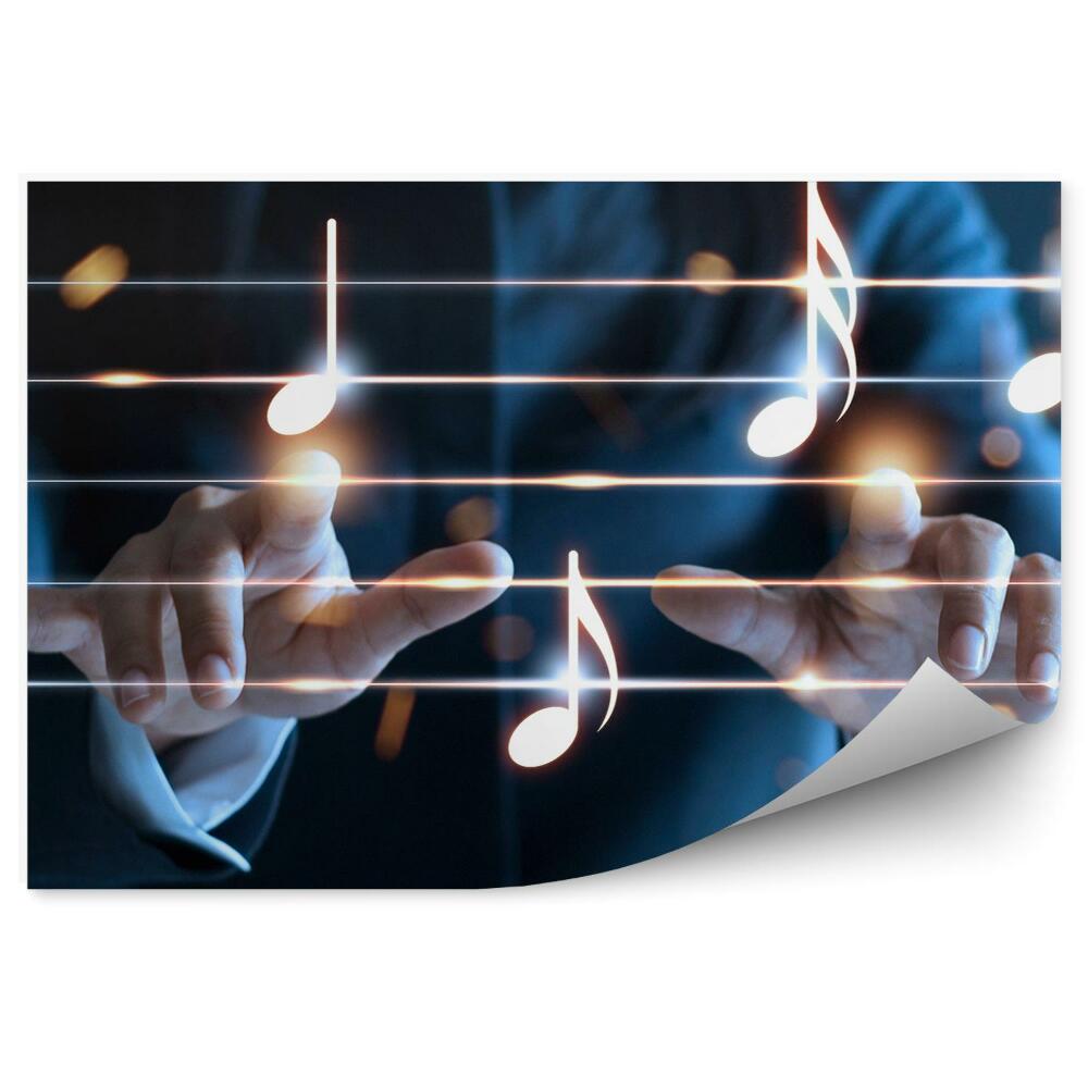 Papier peint Feuille de Musique Alto Clé de Cinq Mains masculines légères