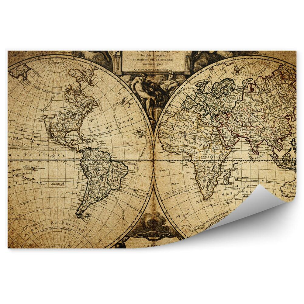 Papier peint Ancienne carte du monde 1752 rétro vintage