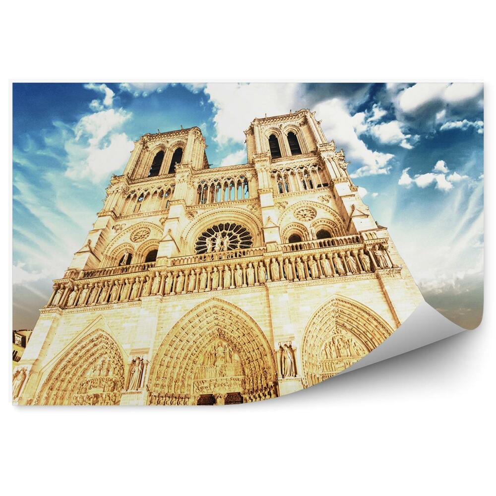 Papier peint Cathédrale Notre Dame Paris Arbres Ciel Nuages