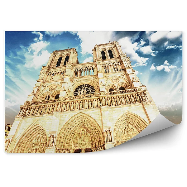Papier peint Cathédrale Notre Dame Paris Arbres Ciel Nuages