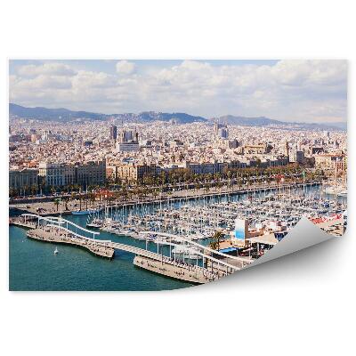 Papier peint Port Vell Bâtiments Ciel Nuages Bateaux