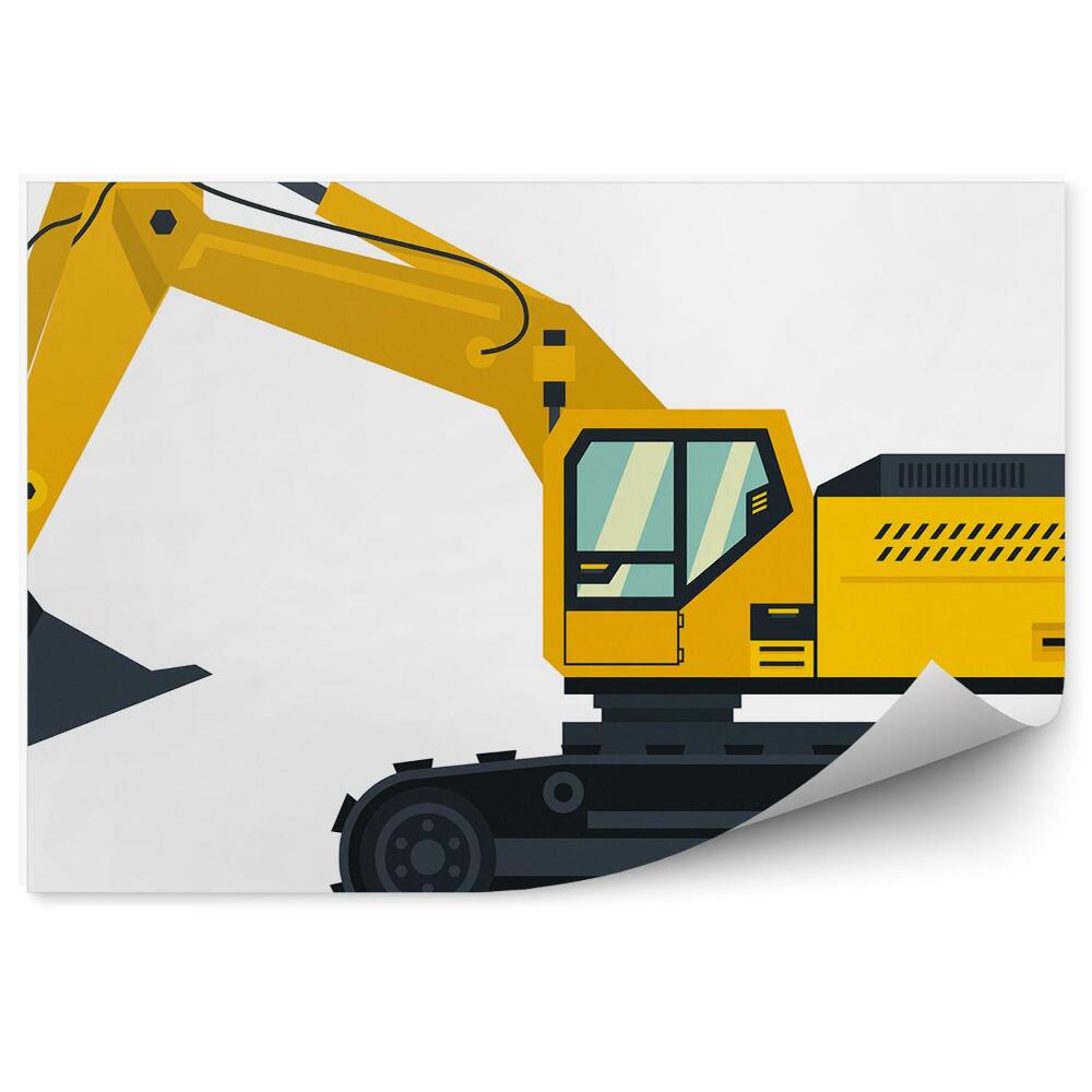 Tapisserie murale Excavateur jaune sur fond uniforme pour un garçon