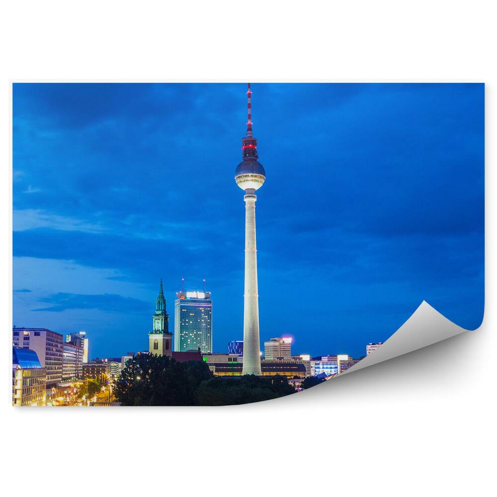 Papier peint Tour de télévision Berlin Lumière Vue de nuit