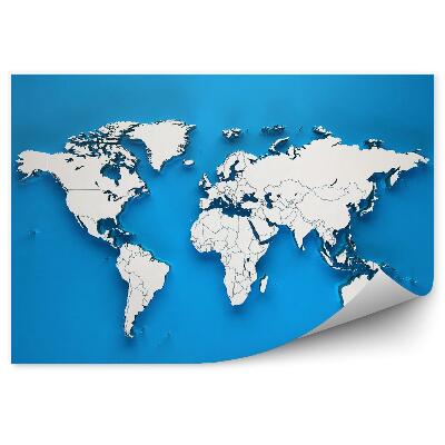 Papier peint Carte du monde sur fond bleu