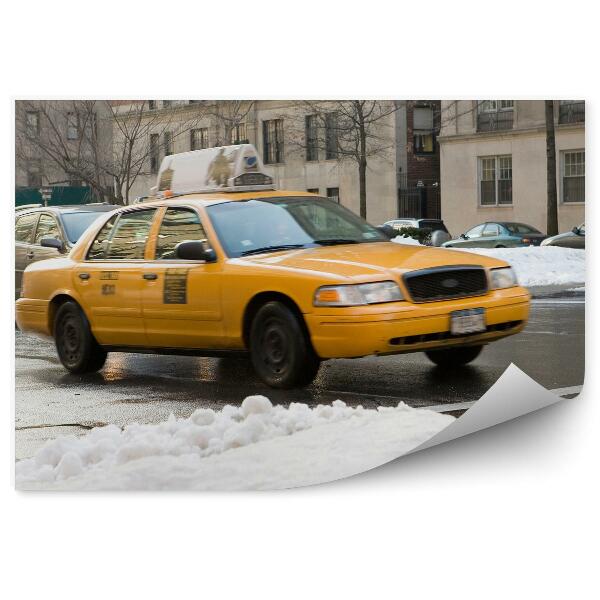 Papier peint New York taxi neige hiver