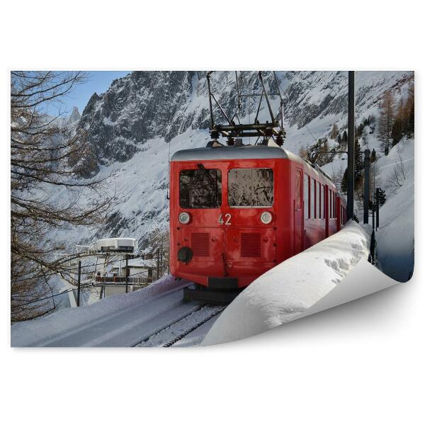 Papier peint Train en montagne dans la neige