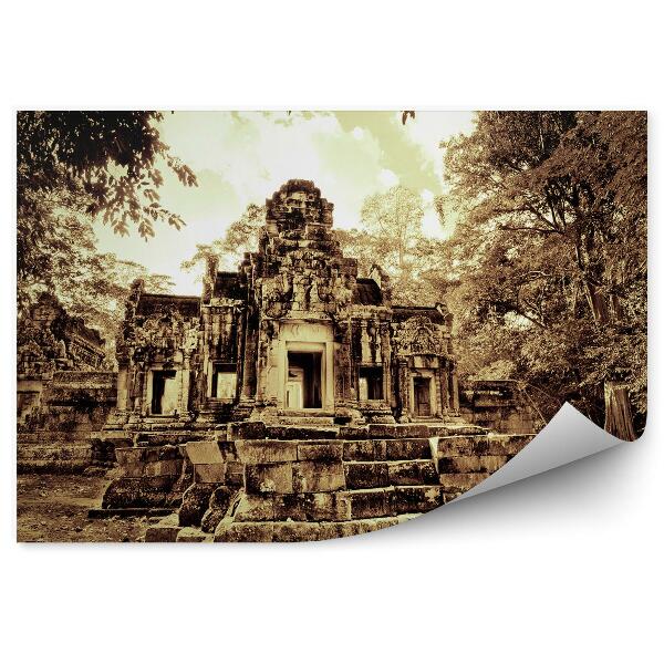 Papier peint Ruines sépia d'un temple au Cambodge