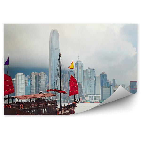 Papier peint yacht hong kong ville eau