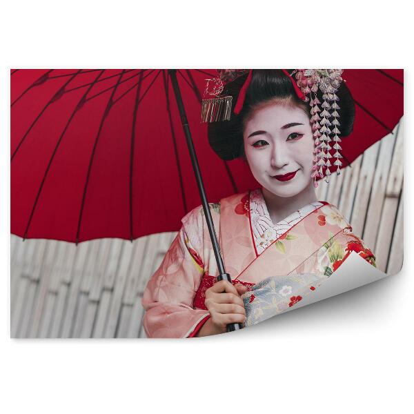 Papier peint Ville japonaise femme geisha kimono parapluie