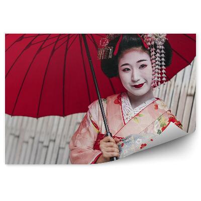 Papier peint Ville japonaise femme geisha kimono parapluie