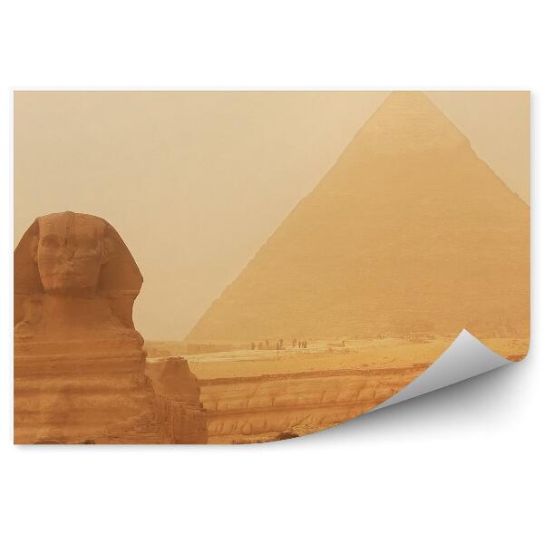 Papier peint Brouillard tempête de sable pyramide chefren sphinx