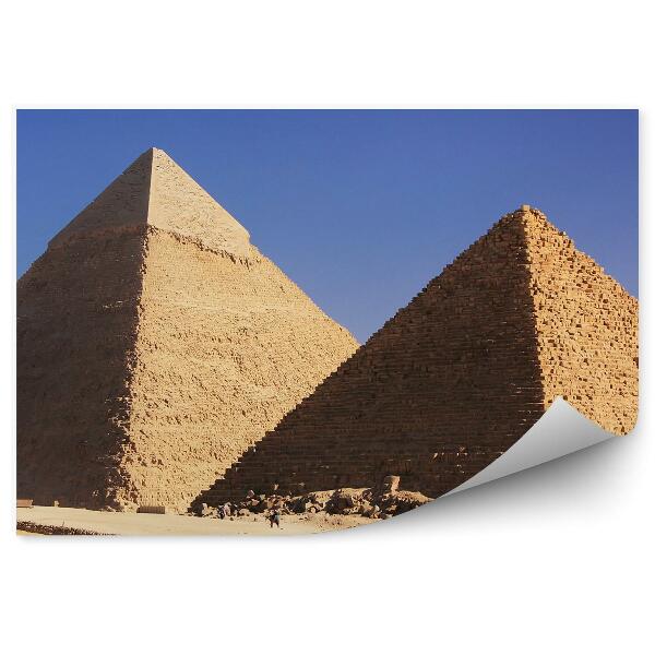 Papier peint Grandes pyramides de gizeh touristes sable