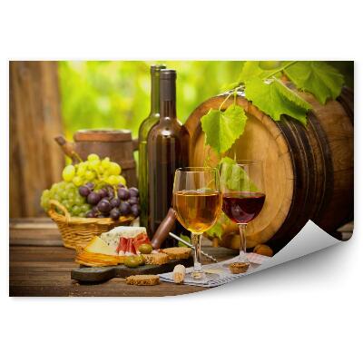 Tapisserie murale Vin et fromage