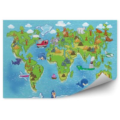 Papier peint Carte du monde pour enfants