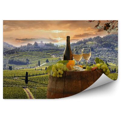 Papier peint panoramique Vin blanc du vignoble de barell chianti toscane italie