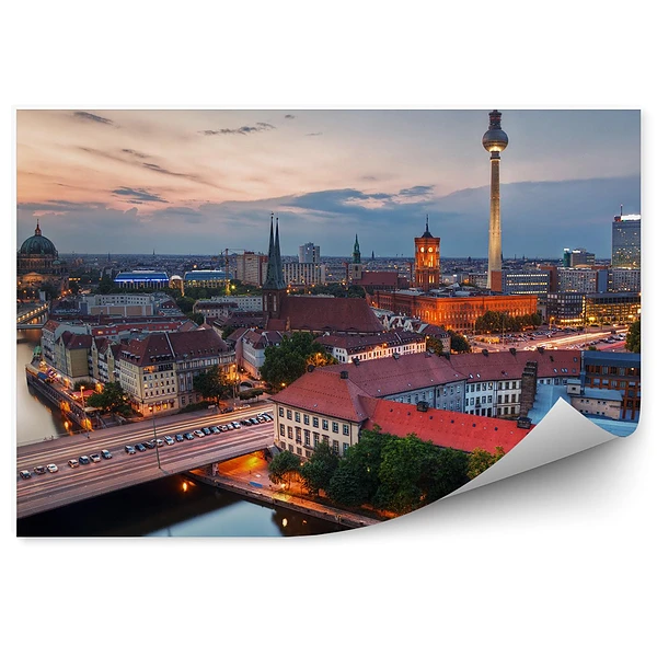 Papier peint Vue d'oiseau Berlin Bâtiments Voitures Routières Tour de Télévision