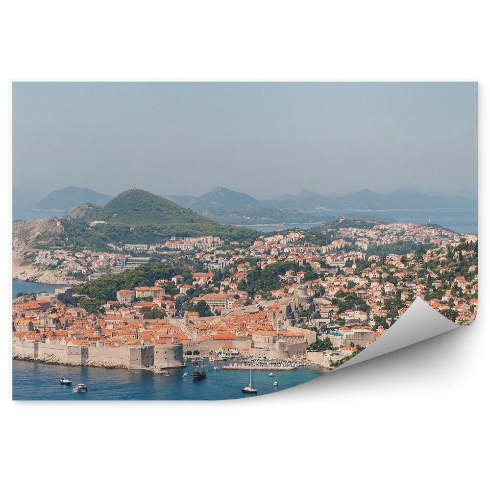 Papier peint Vieille ville dubrovnik panorama bateaux eau