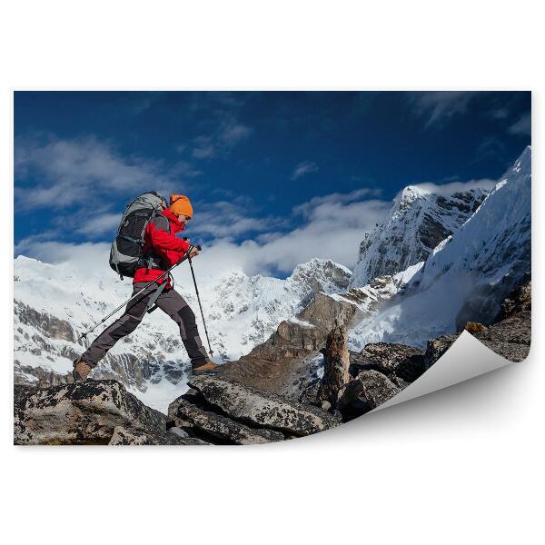 Papier peint Montagnes Himalayennes Touristiques Neige Ciel D'hiver