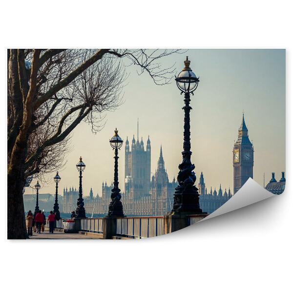 Papier peint Promenade à Londres avec vue sur big ben et le parlement