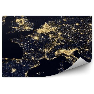 Papier peint Carte d'Europe des pays de la nuit lumineuse