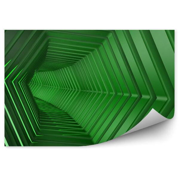 Papier peint Tunnel Futuriste Hexagonal Vert