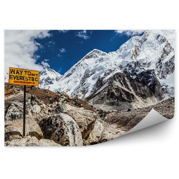 Papier peint Mont Everest Paysage Montagneux Neige Hiver Panneau Indicateur Ciel Nuages